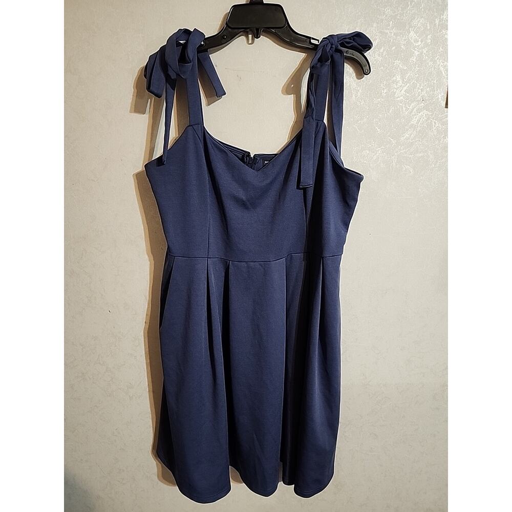 Shein Curve Dress Tie Shoulder Strap Blue Fit & Flare sz 3XL Heavyweight